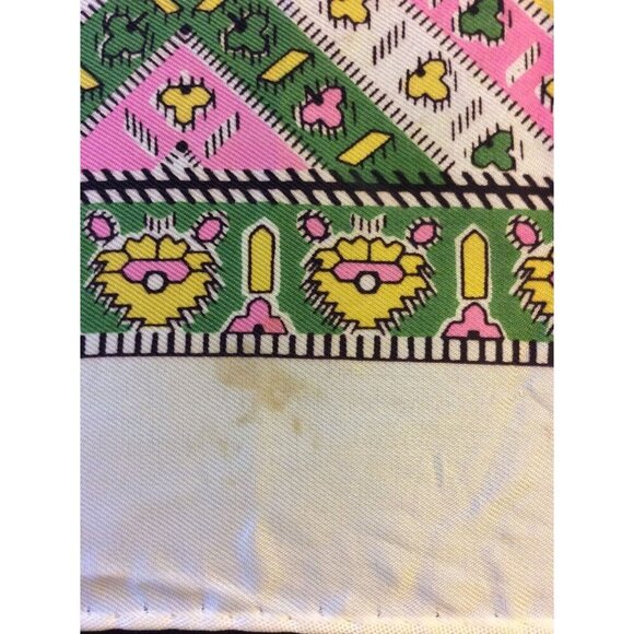 Mod Retro Paoli Geometric Square Scarf Tan Black Yellow Red - Picture 4 of 5